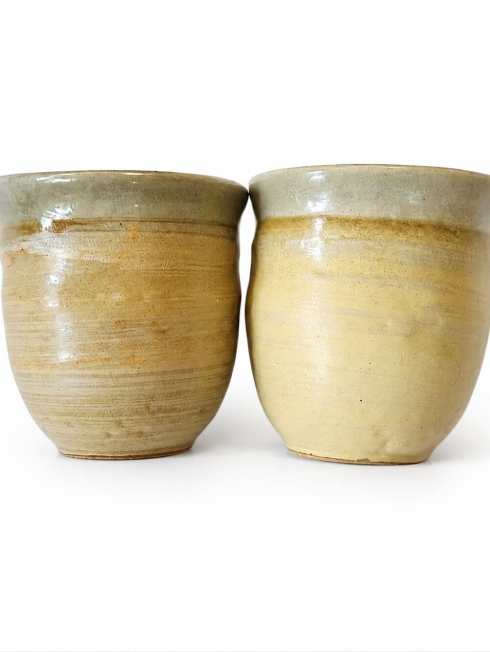 World Market Stoneware Cups Set of 2 Neutral Rustic Farmhouse Pottery